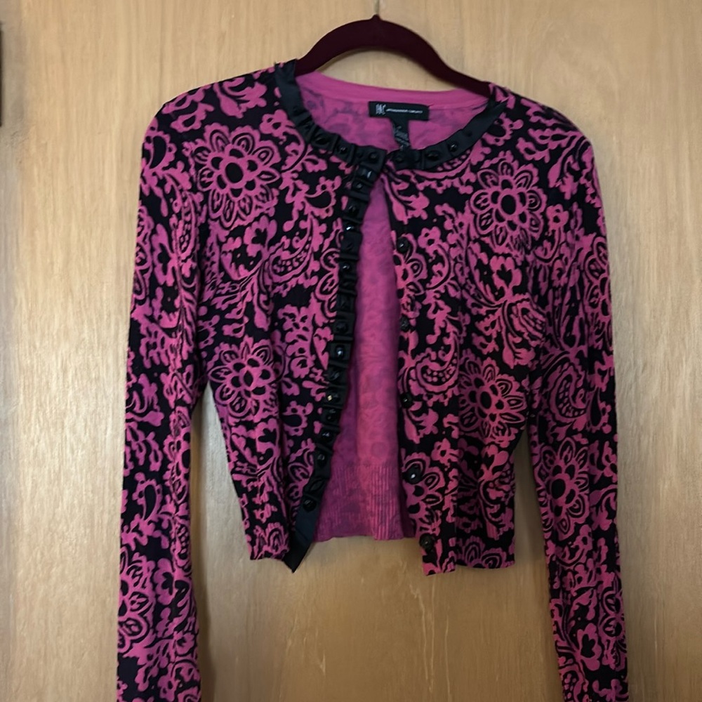 INC International Concepts Sweater black and pink sz am